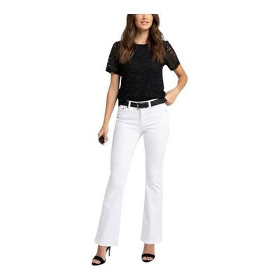 Lee Platinum Label Women's White Bootcut Jeans 14 Midrise Crystal Embellished VG