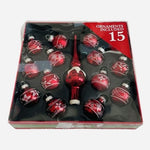 Northlight Seasonal Mini Glass Ornament Topper Set 15pc Red White Glitter VG
