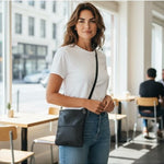 Anthropologie Margot Black Leather Crossbody Shoulder Bag 10”x12”