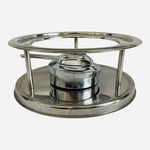 Vintage Stainless Steel Food Warmer Stand Chafing Dish Fuel Burner Holder Exc