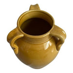 Large Chinese Mustard Yellow Glazed Ceramic Vase Jar Three Handles 7.5x10.5 New