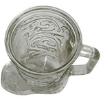 Vintage Clear Glass Cowboy Boot Mug Embossed Western Scroll Beer Stein 6"