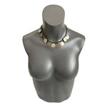 Vintage Tri-Tone Hammered Disc Fringe Statement Necklace Mixed Metal 16.5"