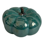 Hobby Lobby Teal Green Ceramic Pumpkin Fall Decor 2018 6.2x3.8in EXC