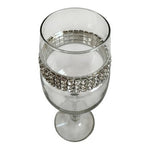 Stemware Designs Clear Rhinestone Banded Wine Glass 9.25in EXC Bling Glassware