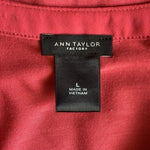Ann Taylor Factory Pink Split-Neck Utility Blouse Cap Sleeve Pockets Womens Sz L
