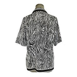 Allison Daley Zebra Print Button Front Shirt Black White Size 10 VG