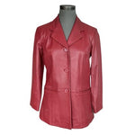 Preston York Red Lambskin Leather Jacket Button Front Trench Coat Women’s PM