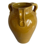 Large Chinese Mustard Yellow Glazed Ceramic Vase Jar Three Handles 7.5x10.5 New