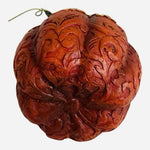 Give Thanks Resin Harvest Pumpkin Figurine Orange Yellow Green Fall Decor 4.25"