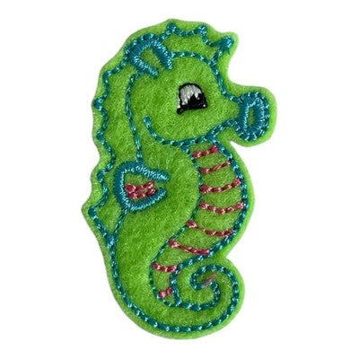 Felt Seahorse Applique Sew On Patch Green Embroidered New Handmade