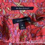 Lands' End Women's No Iron Supima Cotton Paisley Floral Blouse 10 Long Sleeve EX