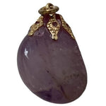 Natural Purple Amethyst Tumbled Stone Pendant Gold Tone Cap Jewelry