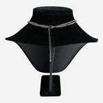 Southwestern Geometric Triangle Fringe Necklace Silver Tone Red Black White