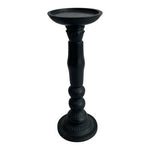 Black Ceramic Pillar Candle Holder Turned Column Design 10in VG  Elegant