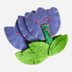 Handmade Felt Purple Tulip Flower Appliques Sequin Beaded Craft Lot of 3 New