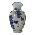 Vintage Blue White Grapes Grape Leaves Porcelain Vase China 12" Tall Collectible