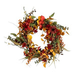 Artificial Fall Autumn Door Wreath 16" Berries Leaves Flowers Multicolor
