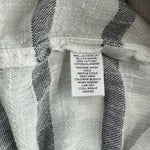 LOFT Softened Striped Henley Shirt Size L White Navy Blue Stripe Cotton VG
