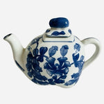 Vintage Blue White Porcelain Elephant Teapot Floral Face Detail Chinese Mark 8x6