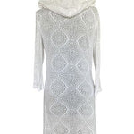 Bally Total Fitness White Hooded Burnout Tunic Cover Up Dress Women's M VG