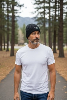 REI Beanie Hat Unisex Grey Cable Knit Winter Hat Warm Stretchy Beanie NWT