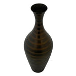 Unique Brown Stripe Textured Metal Vase Flower Vase Modern Home Decor 11.5" Tall