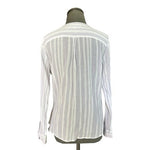 Ann Taylor LOFT Purple White Striped Cotton Utility Blouse Pockets Women Sz M VG