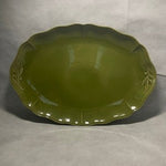 Arenito Portugal Olive Pattern Platter 20x14 Green Ceramic Tray Handmade VG