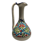 Unique Vintage Hand Painted Art Pottery Pitcher 10" Ceramic Farmhouse Vase VG