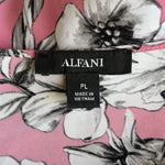 Alfani Pink Black White Floral Print Tunic Top 3/4 Sleeve Blouse Sz Petite L VG
