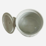 Vintage White Red Chinese Calligraphy Covered Sugar Bowl Tea Jar 3.75" Ceramic