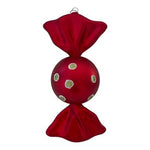 Large Red Polkadot Wrapped Candy Ornament 6" Plastic Christmas Decor