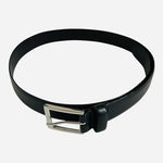 Banana Republic Black Leather Belt Men's Size 34 Silver Tone Square Buckle VG