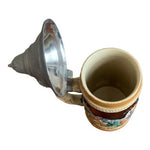Vintage German Beer Stein Tankard 0.5L Ceramic Mug with Silver Lid Hand Painted