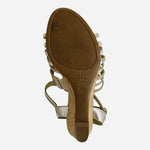 Isaac Mizrahi Live Simmer Gold Metallic Leather Fisherman Cork Wedge Sandal 7M