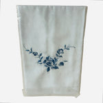 Light Blue Pure Silk Scarf Hand Embroidered Floral Motif Rectangle Neckerchief