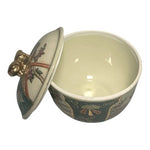 Royal Satsuma Vintage Hand Painted Geisha Lidded Bowl 7"x6" Japanese Pottery VG