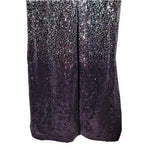 Calvin Klein Sequined Ombre Maxi Dress Silver Purple V-Neck Ball Gown Size 8