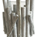 Rustic Driftwood Log Hurricane Candle Holder Glass Insert Coastal Farmhouse 6"