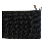 La Regale Black Beaded Purse Silver Chain Strap Evening Clutch Bag