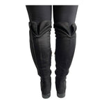 Women’s Black Over The Knee Boots Faux Suede Thigh High Low Heel Shoes Size 6