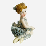 Porcelain Blue Dress Ballerina Figurine 2.5” Elegant Dance Collectible Excellent