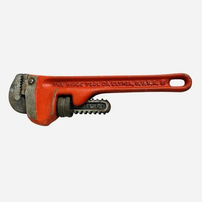Vintage Ridgid 6" Pipe Wrench Heavy Duty The Ridge Tool Co Elyria OH USA Red
