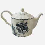Vintage Gabrielle Grey Blue White Floral Porcelain Teapot 6 Saucer Set Indonesia