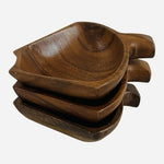Vintage Monkey Pod Wood Fish Shape Bowl Set of 3 Blair 5.5in VG