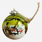 Hand Painted Gold Glass Ball Snowman Christmas Ornament 2014 Personalized Good