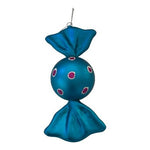 Large Blue Polkadot Wrapped Candy Ornament 6" Plastic Christmas Decor