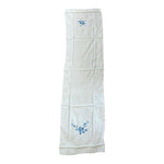 Light Blue Pure Silk Scarf Hand Embroidered Floral Motif Rectangle Neckerchief