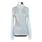 Womens White Long Sleeve Acrylic Knit Quarter Zip Front Sweater Size S NWOT